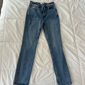 slim straight ultra high rise jeans